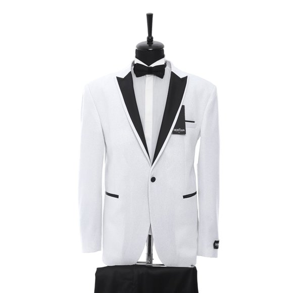 Shiny White Tuxedo, Peak Lapel 2pc By Derman Suits - Picture 1 of 2